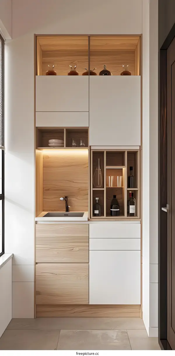 Modern Kitchen Cabinet with Glass Doors
