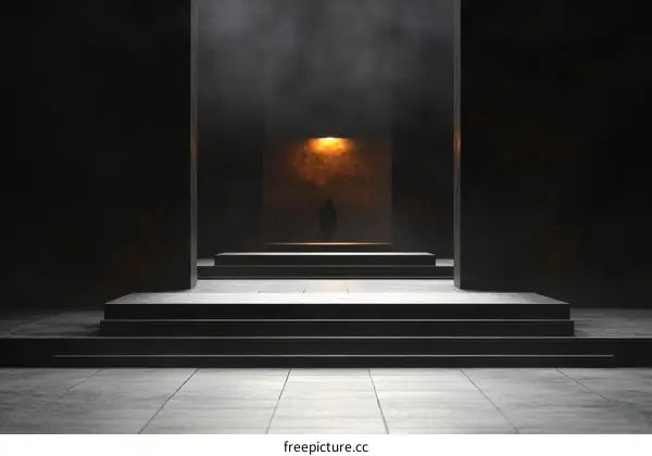 Dark Minimalist Architectural Interior Design Illustration