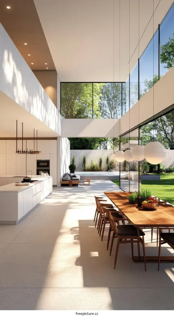 Modern Open-Plan Dining Area with Large Windows