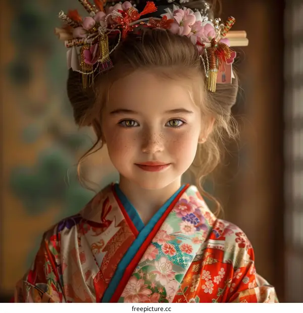Little girl in kimono