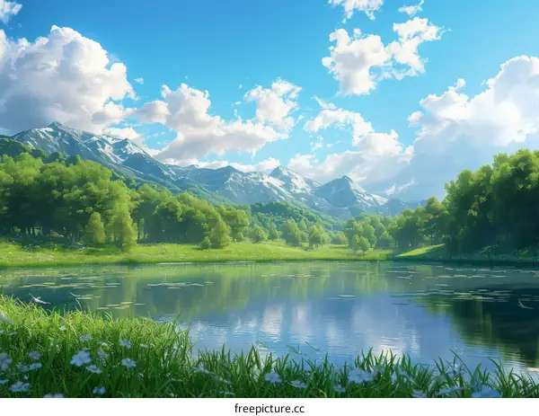 Serene Lake and Mountain Landscape