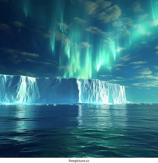 The Aurora Australis over the Antarctic Ice Shelf
