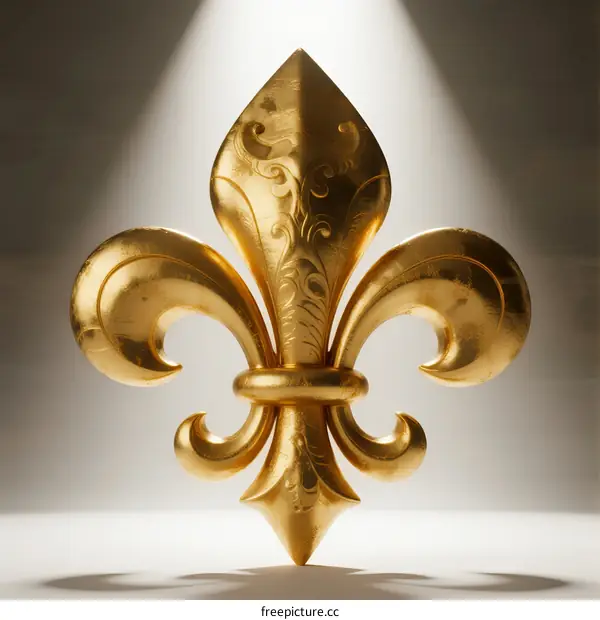 Golden Fleur-de-Lis Symbol with Intricate Patterns