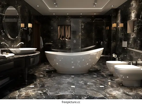 Black marble bathroom