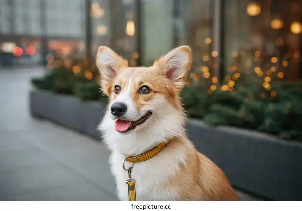 Cute Pembroke Welsh Corgi Outdoors in City