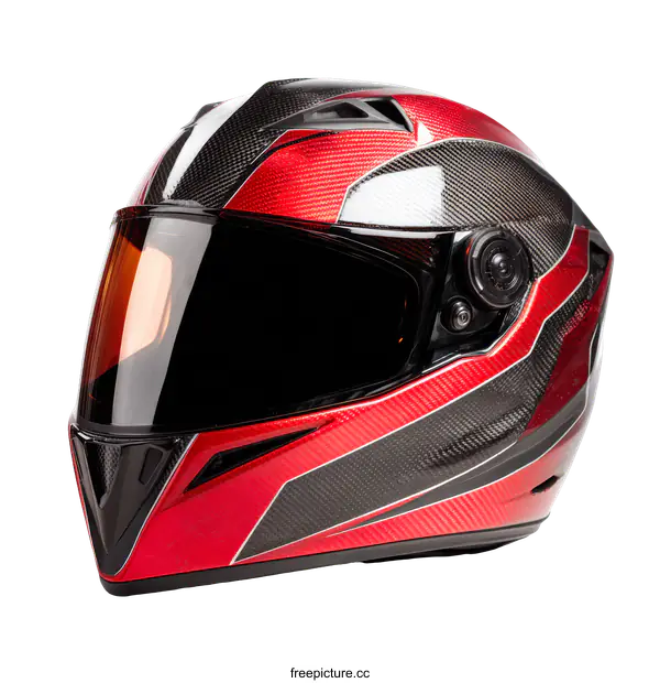 [Transparent Background PNG]Red Carbon Fiber Motorcycle Helmet Design
