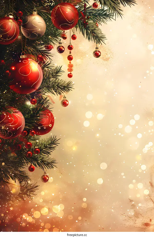 Christmas Tree with Red and Gold Ornaments