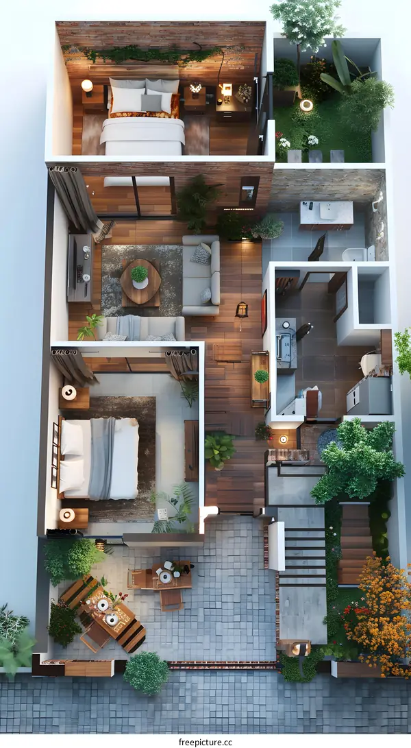 Top view of a modern house