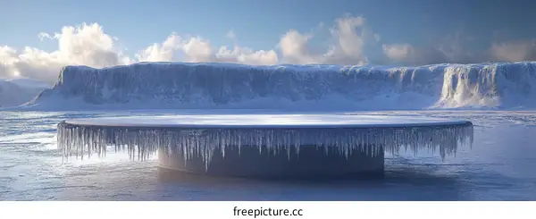 Snowy Frozen Platform Landscape Illustration