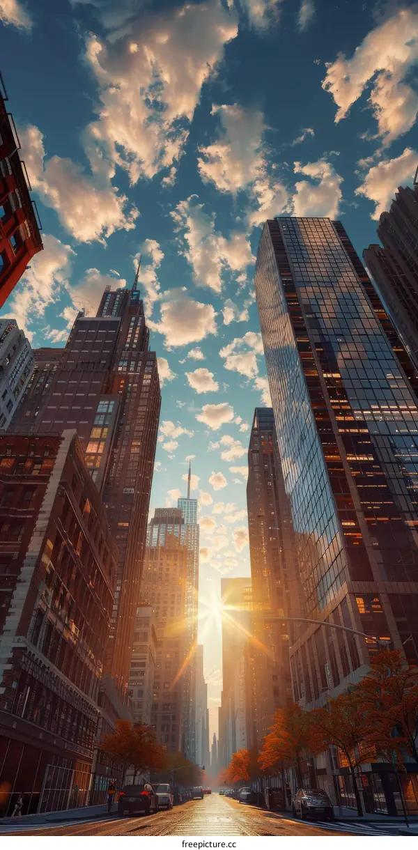 City Sunrise Skyline Architectural Beauty