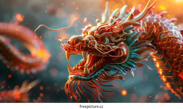 Majestic Chinese Dragon Soaring with Auspiciousness