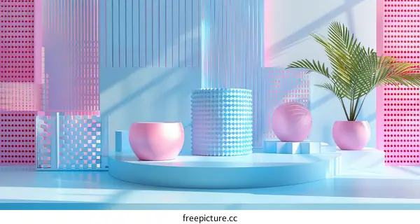 Blue and pink pastel theme 3D rendering background