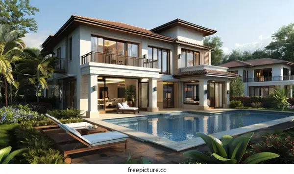 Modern Style Villa, Villa with Courtyards