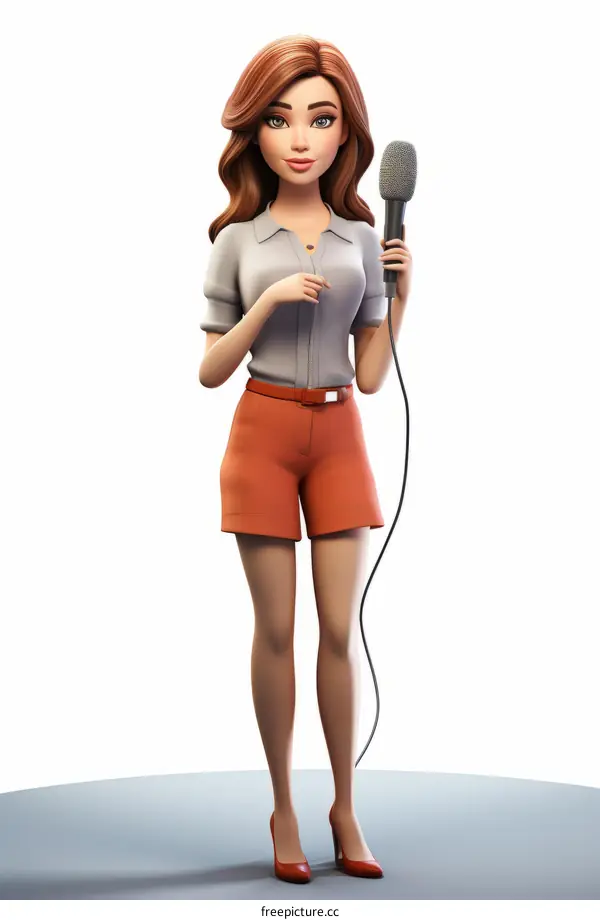 3D Illustration of a Female News Reporter