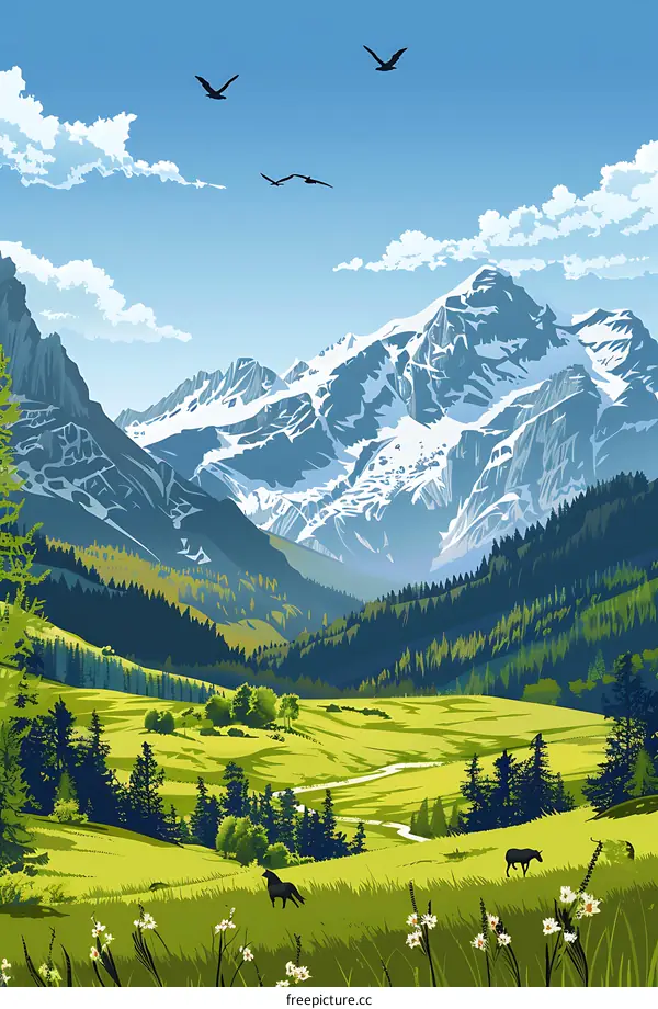 Green Valley with Mountain View