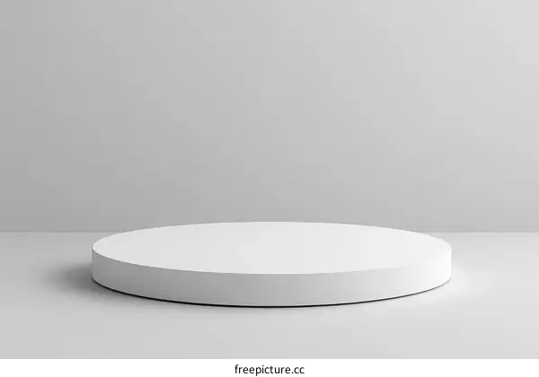 Empty White Round Pedestal Display Stage