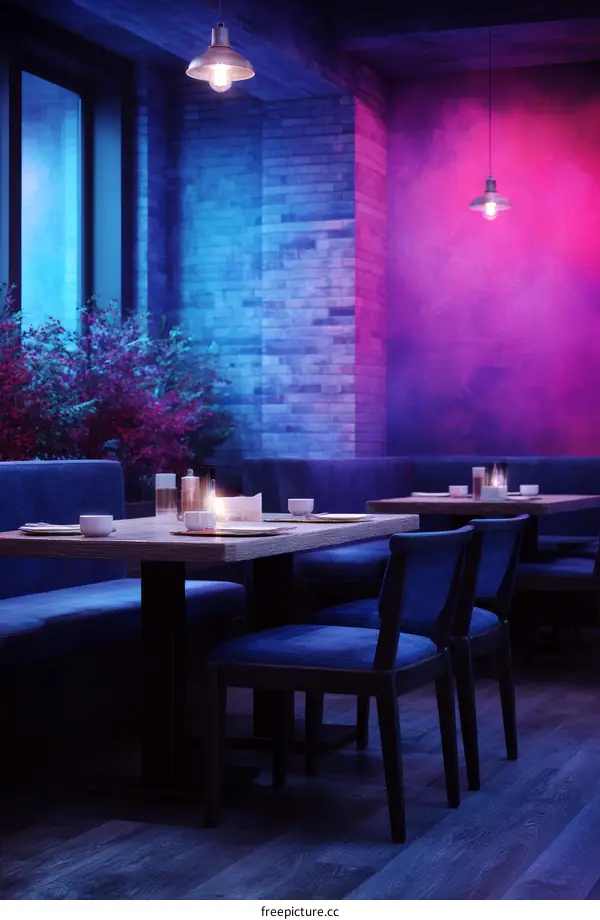 Neon Night Restaurant Interior Design