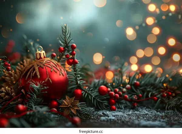 Traditional Christmas Decorations with Red and Green