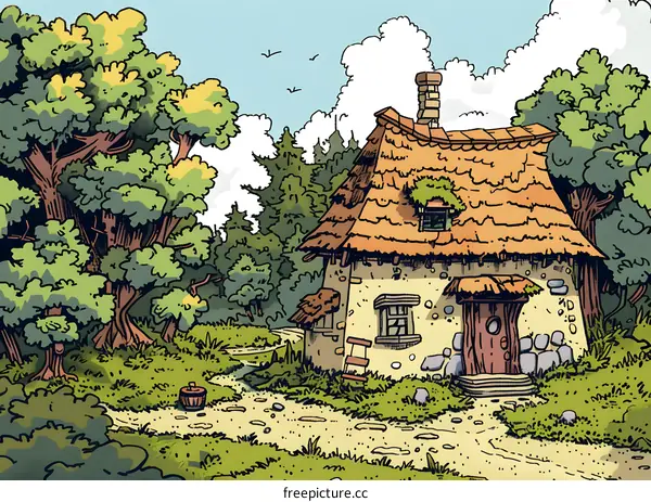 Cottage in the Forest Illustration