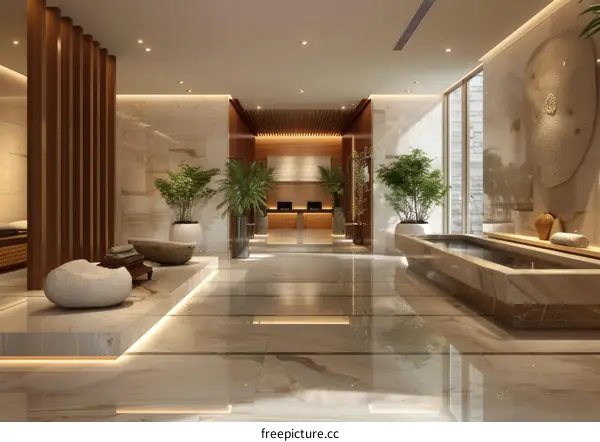 Modern Hotel Lobby Interior Design Illustration