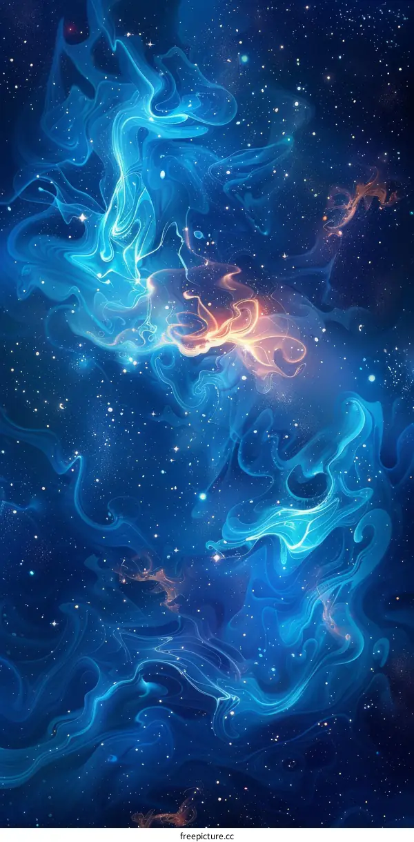 Blue and orange abstract painting