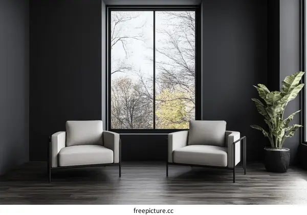 Modern Minimalist Living Room with Large Window