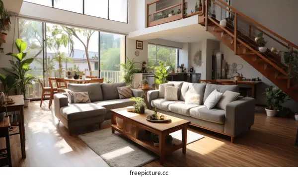 Bright and Airy Living Room with Greenery