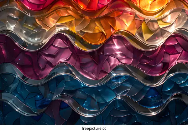 Abstract Art Glass Mosaic  Wavy Wall