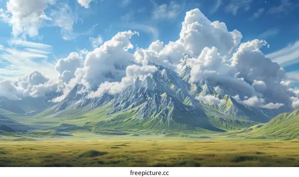 Majestic Mountains Under a Sky of Clouds