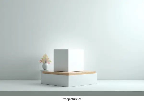 Minimalist White Display Podium with Wooden Accent