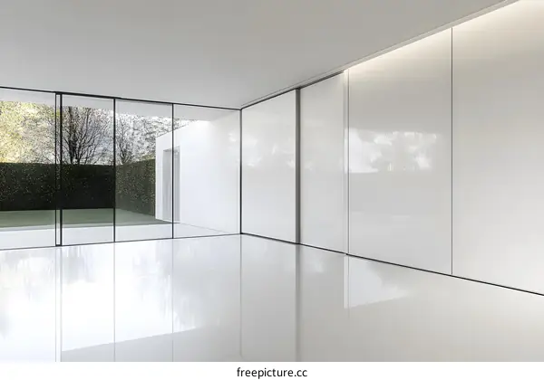Minimalist Modern Interior Design with Sliding Doors and Glass Wall