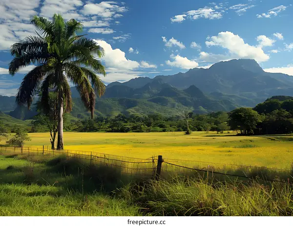 Tropical Landscape with Mountains