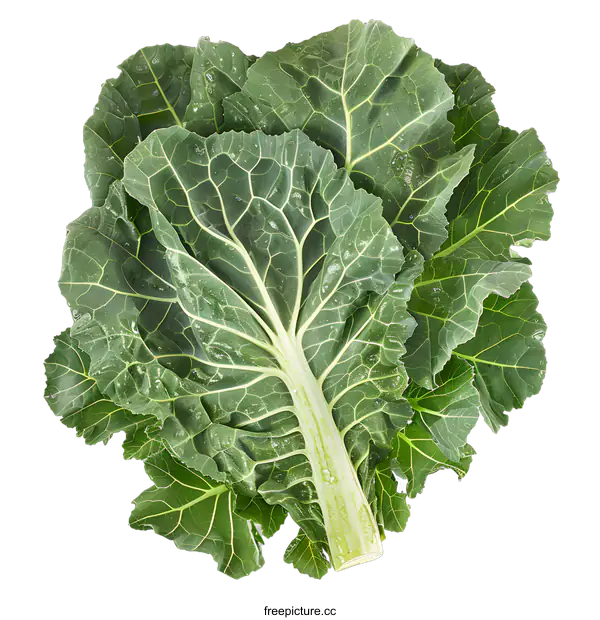 [Transparent Background PNG]Fresh Green Collard Greens Isolated on White Background