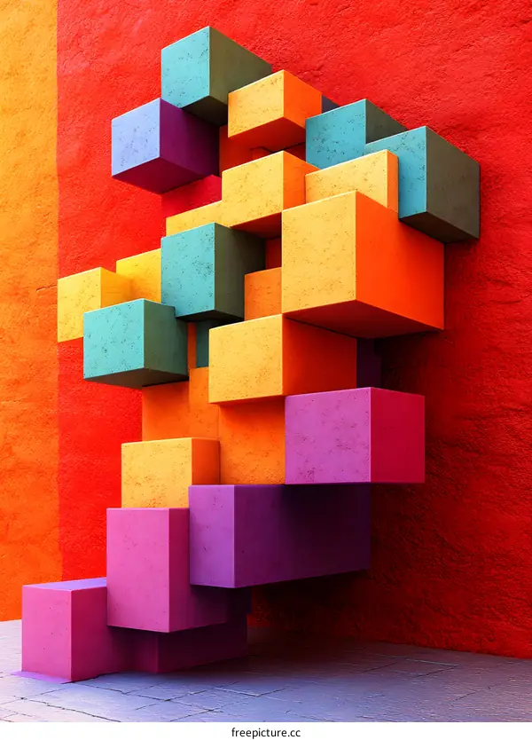 Abstract Colorful Cube Wall Background