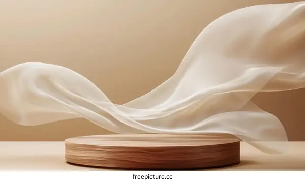 Elegant Fabric Display on Wooden Platform