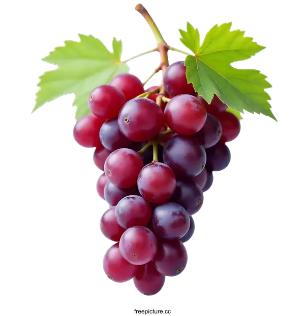 [Transparent Background PNG]Fresh Red Grapes Bunch Isolated on transparent background