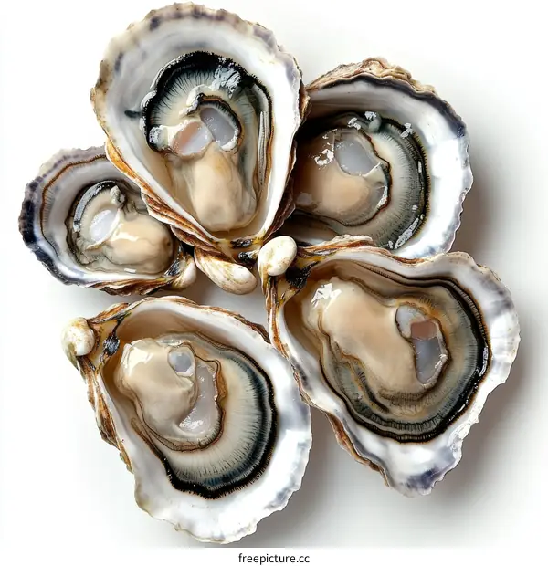 Fresh Oysters Displayed Close-up