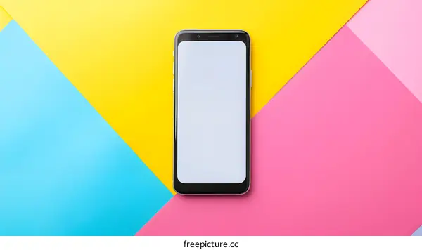 Smartphone with Blank Screen on Colorful Background