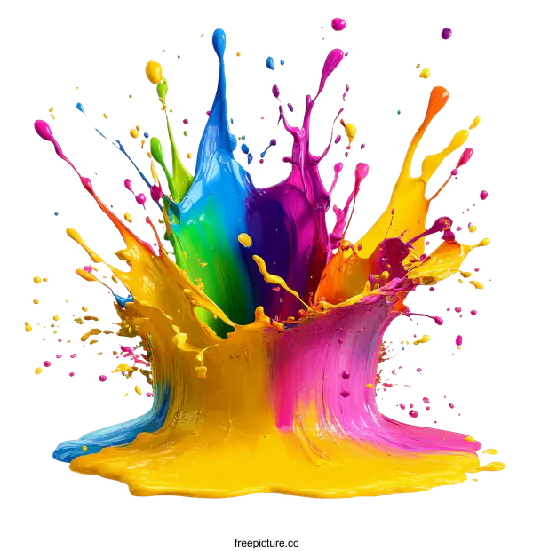 [Transparent Background PNG]Colorful Paint Splash Art Explosion