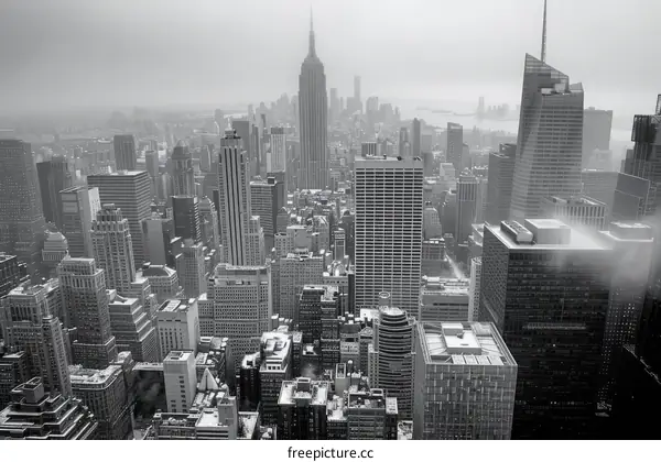 New York City skyline in black and white