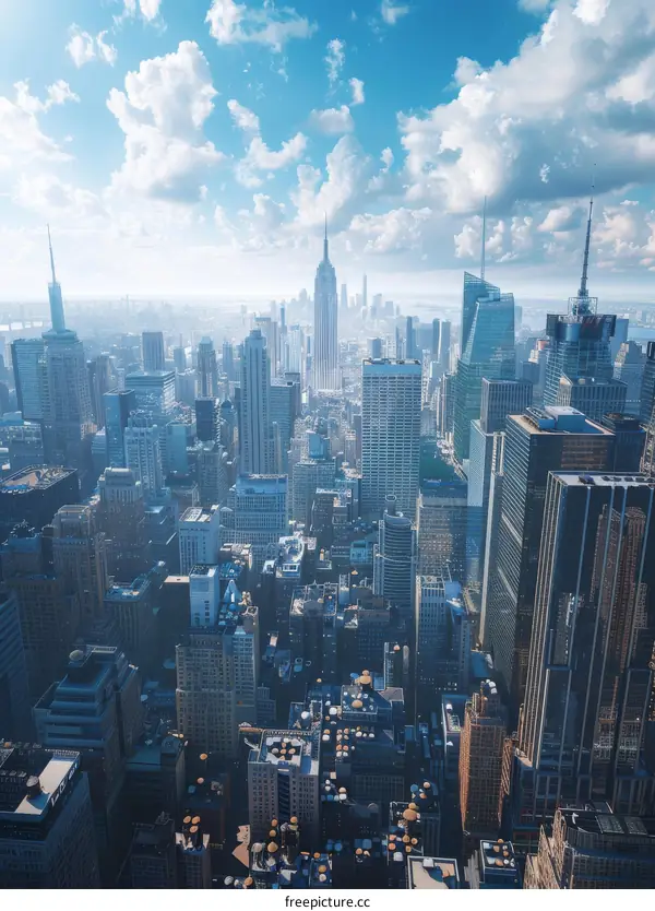 New York City Skyline with Beautiful Clouds