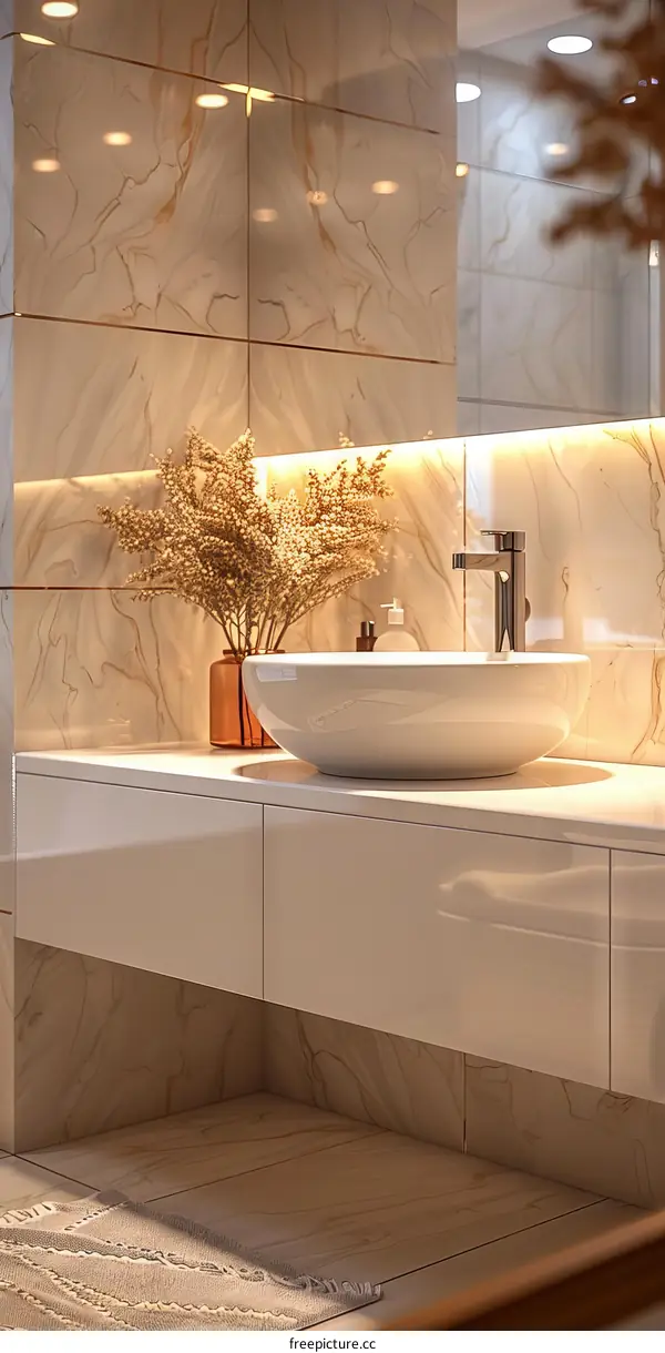 Modern Bathroom Interior with Ceramic Sink