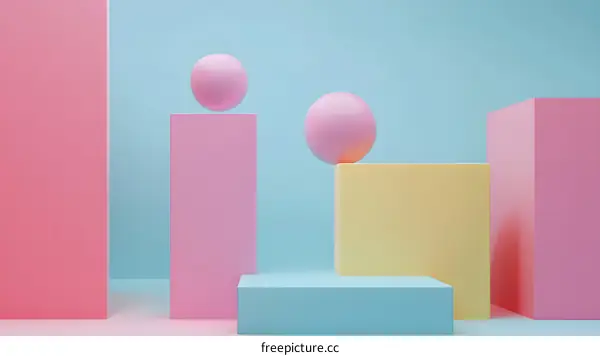 Abstract Pastel Colors Geometric Shapes Background