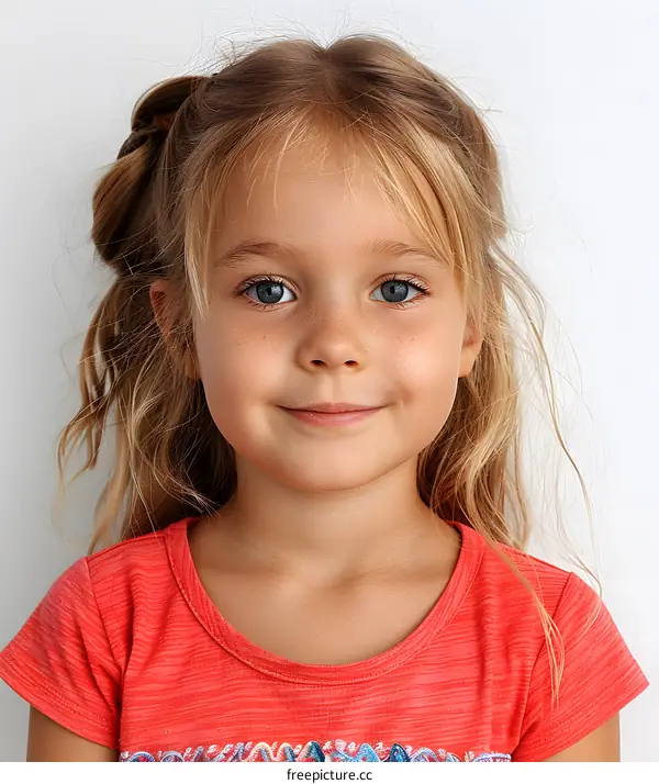 Portrait of a cute little girl with freckles