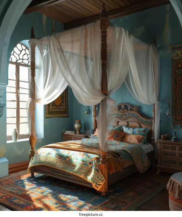 Elegant Vintage Bedroom with Canopy Bed