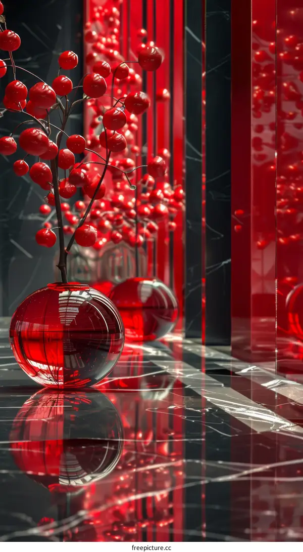 Red Berries and Glass Globes Interior Design