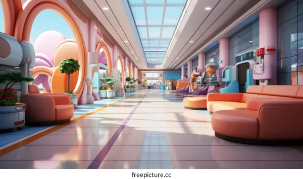 Futuristic Hospital Interior with Modern Decor