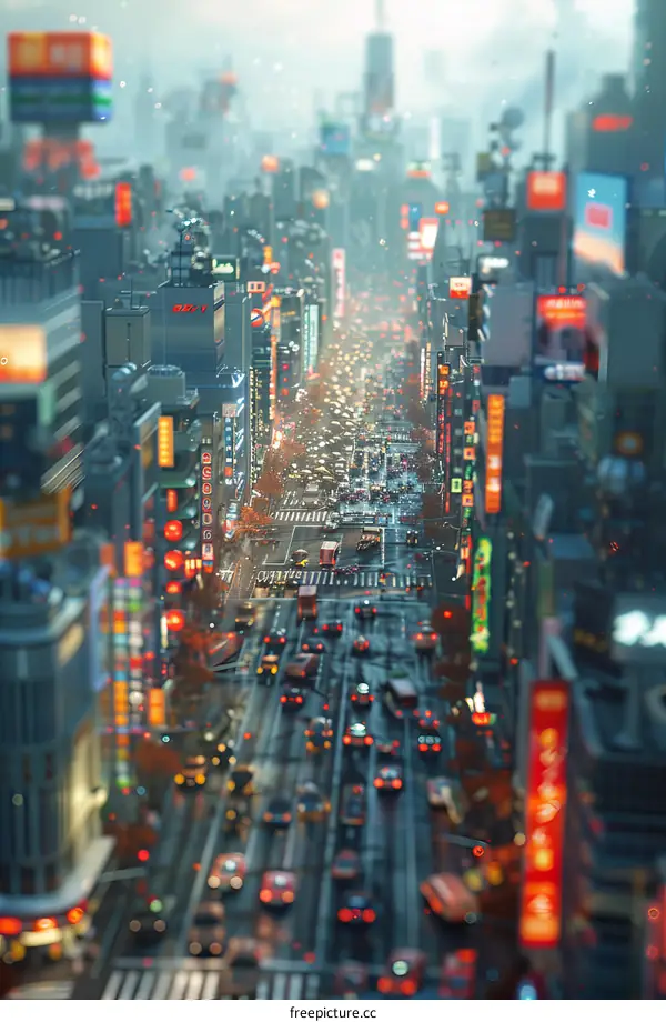 Neon Lights and Skyscrapers: A Bustling Metropolis