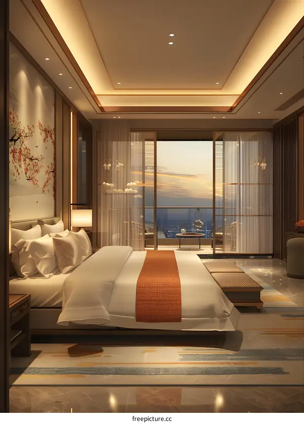 The luxurious decoration inside the hotel room