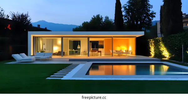 Modern House with Swimming Pool and Outdoor Patio